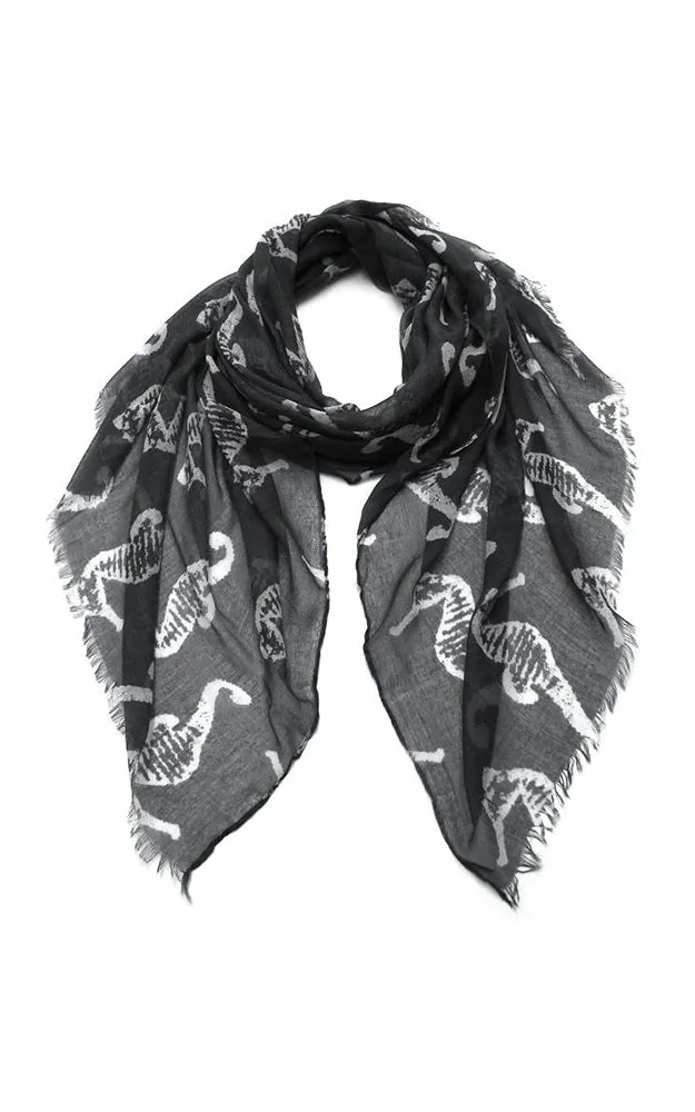 GPO235 Sea Horse Sealife Printed Oblong Scarf