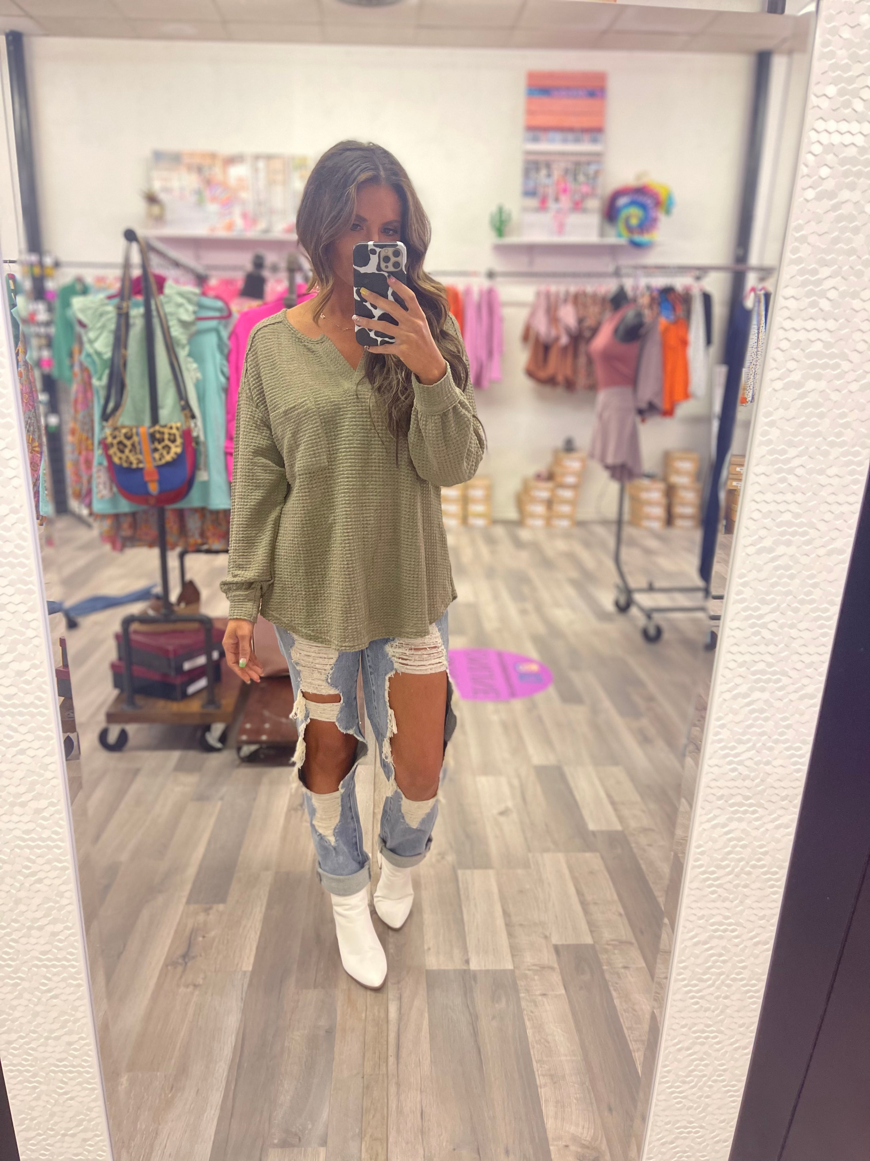 In It For Love Knit Top - Olive