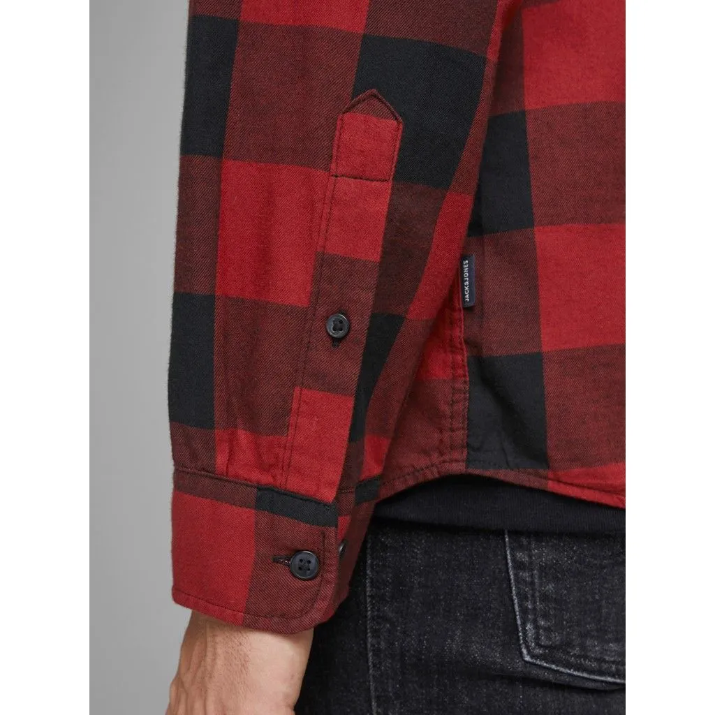 Jack & Jones Gingham Twill Check Long Sleeve Shirt Brick Red