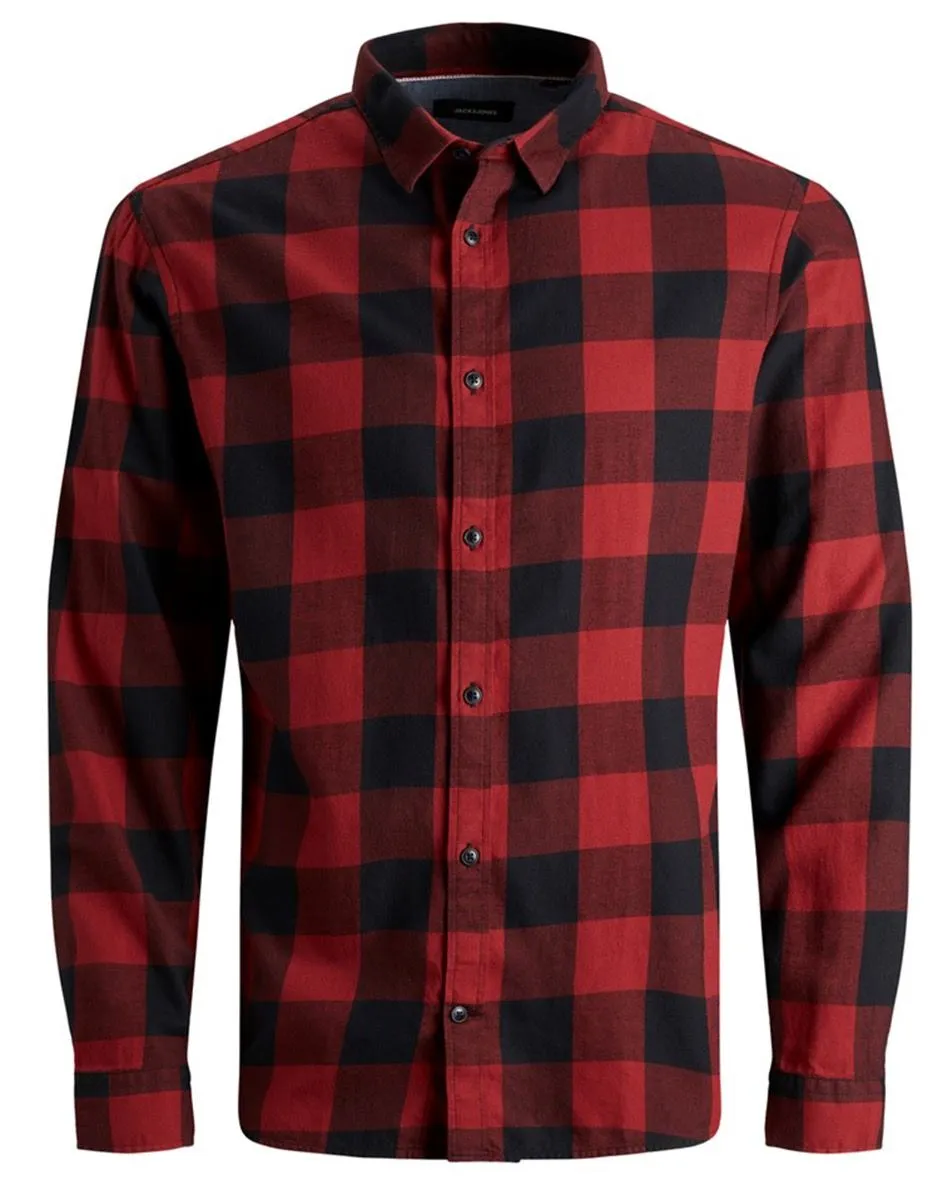 Jack & Jones Gingham Twill Check Long Sleeve Shirt Brick Red