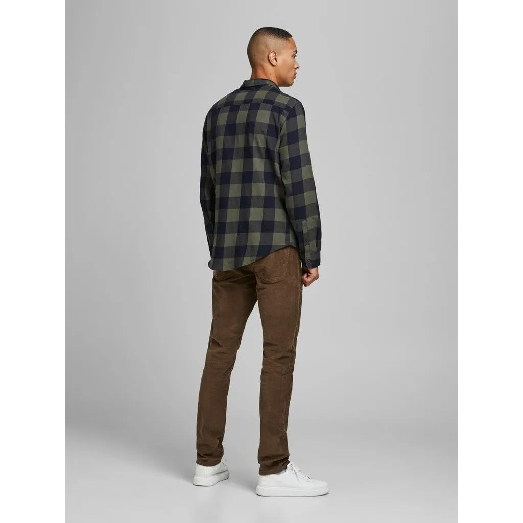 Jack & Jones Gingham Twill Check Long Sleeve Shirt Dusty Olive