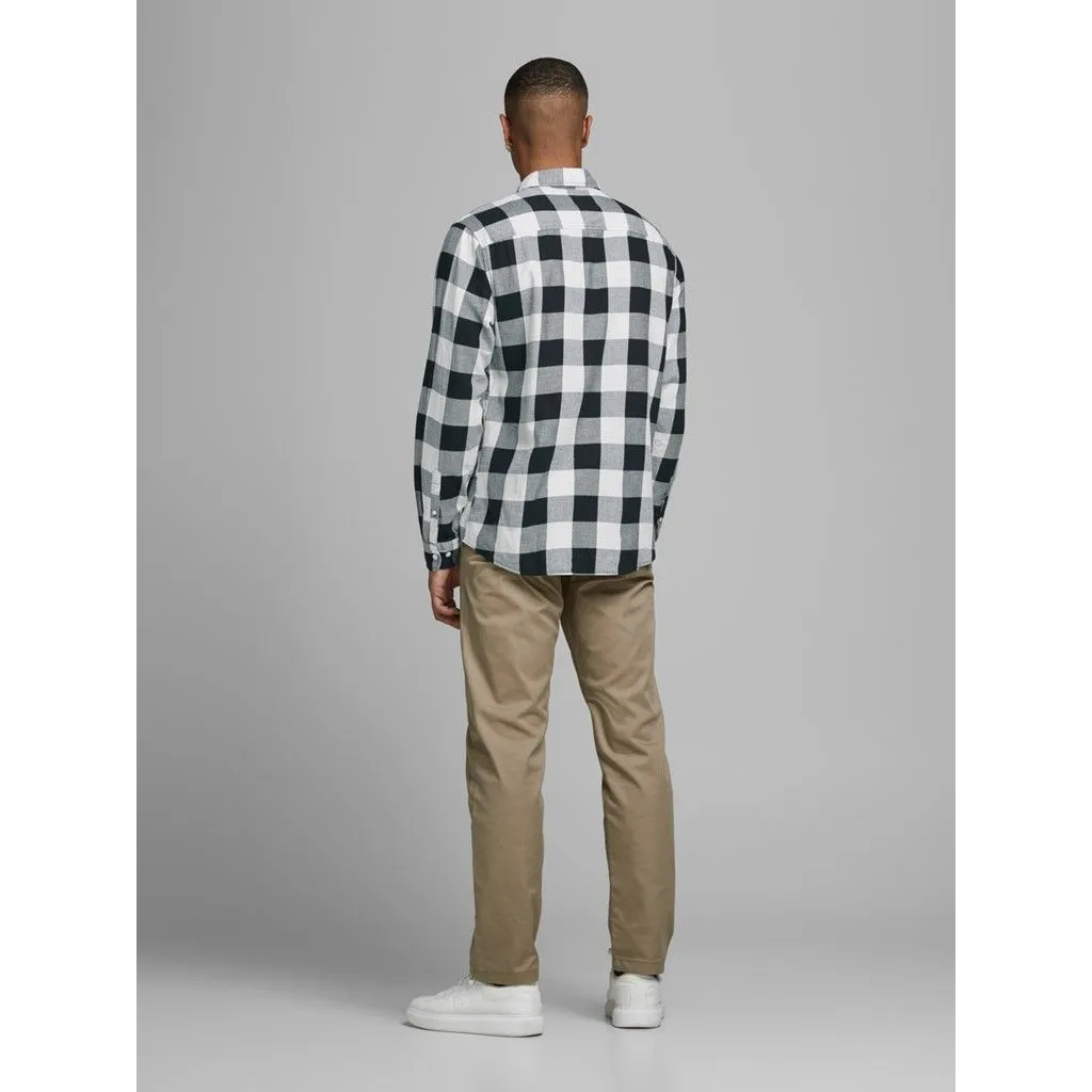 Jack & Jones Gingham Twill Check Long Sleeve Shirt Whisper White