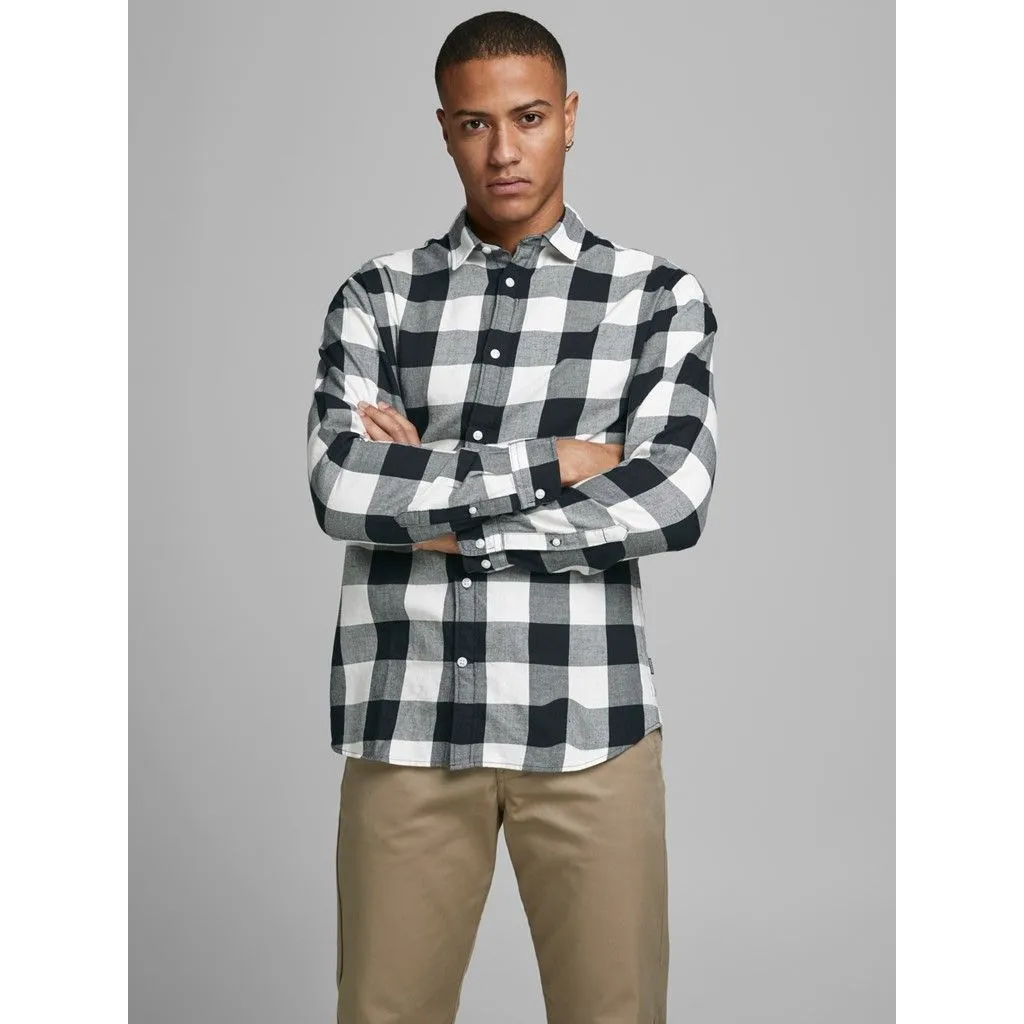 Jack & Jones Gingham Twill Check Long Sleeve Shirt Whisper White