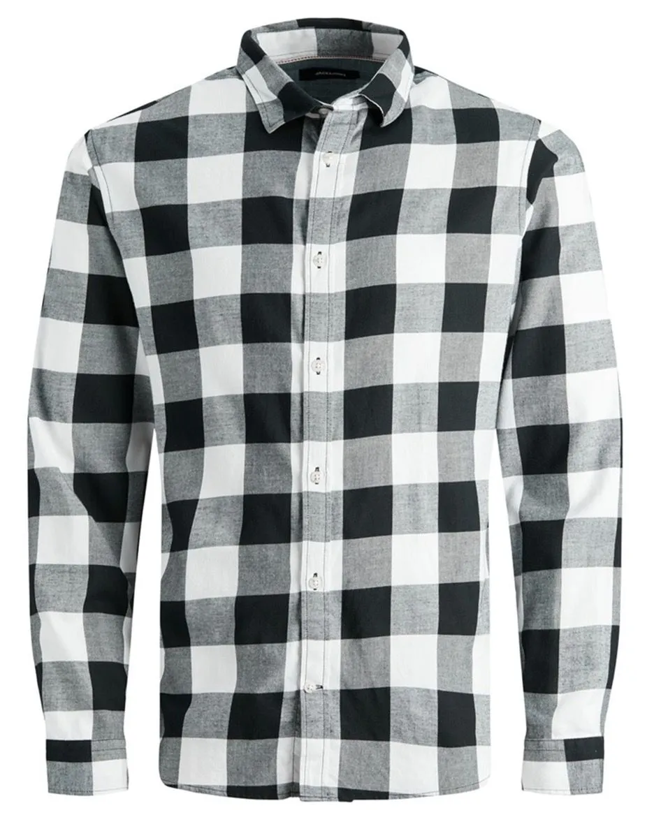 Jack & Jones Gingham Twill Check Long Sleeve Shirt Whisper White