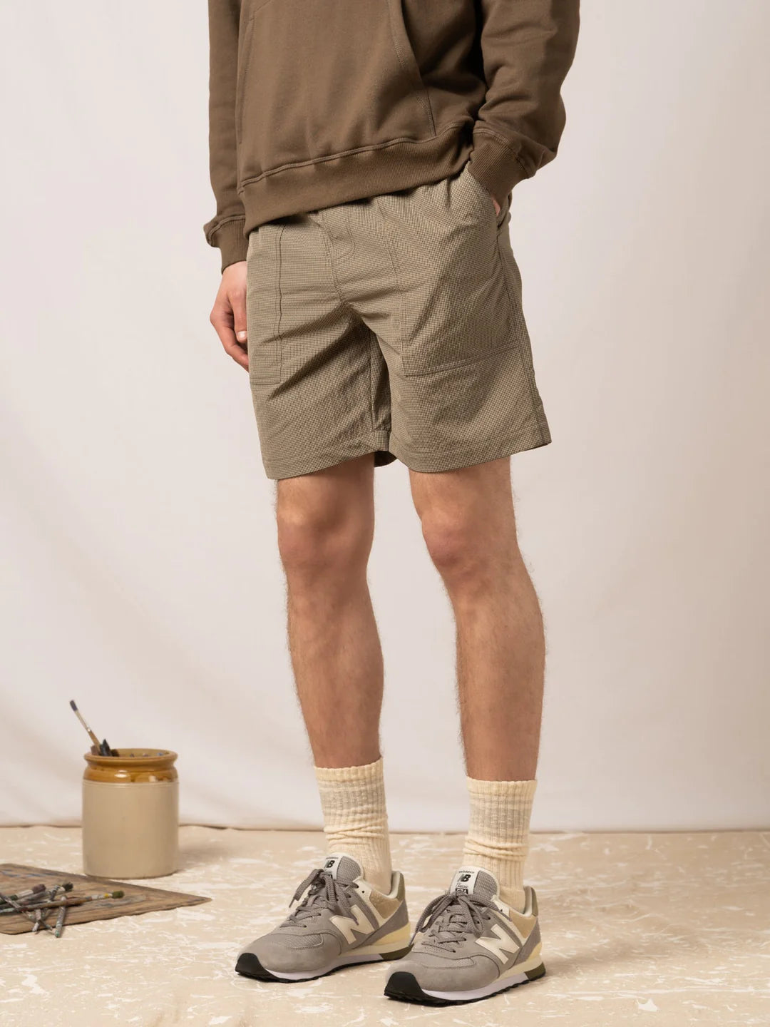 KESTIN Pease Short in Sand / Olive Check