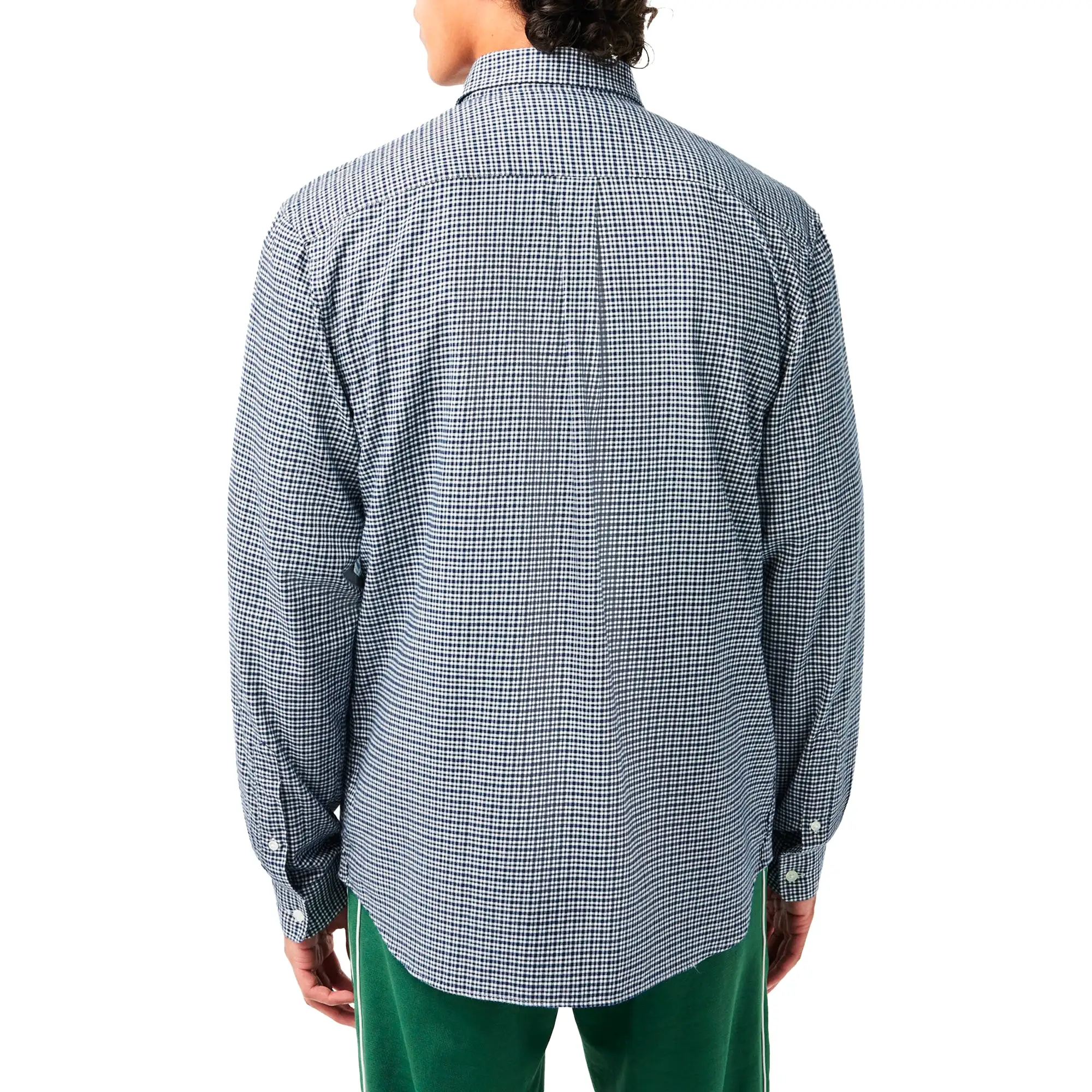 Lacoste Brushed Cotton Gingham Check Shirt CH1885 - Navy / White