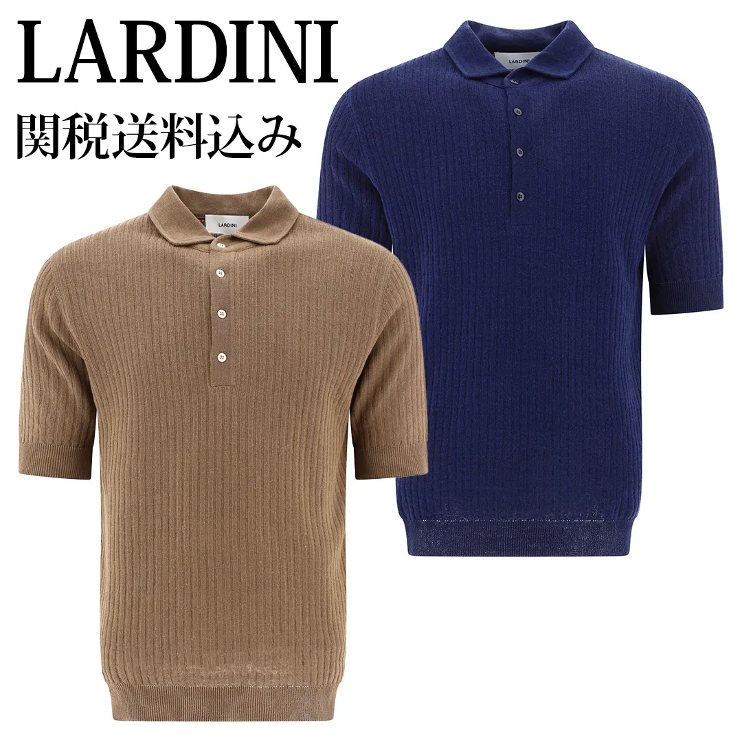 LARDINI  |Linen Plain Cotton Short Sleeves Polos