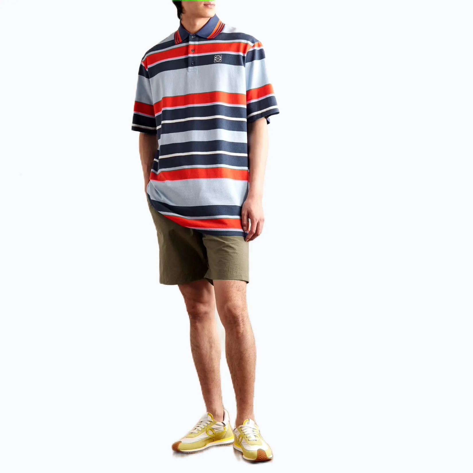 LOEWE  |Stripes Linen Blended Fabrics Cotton Short Sleeves Logo