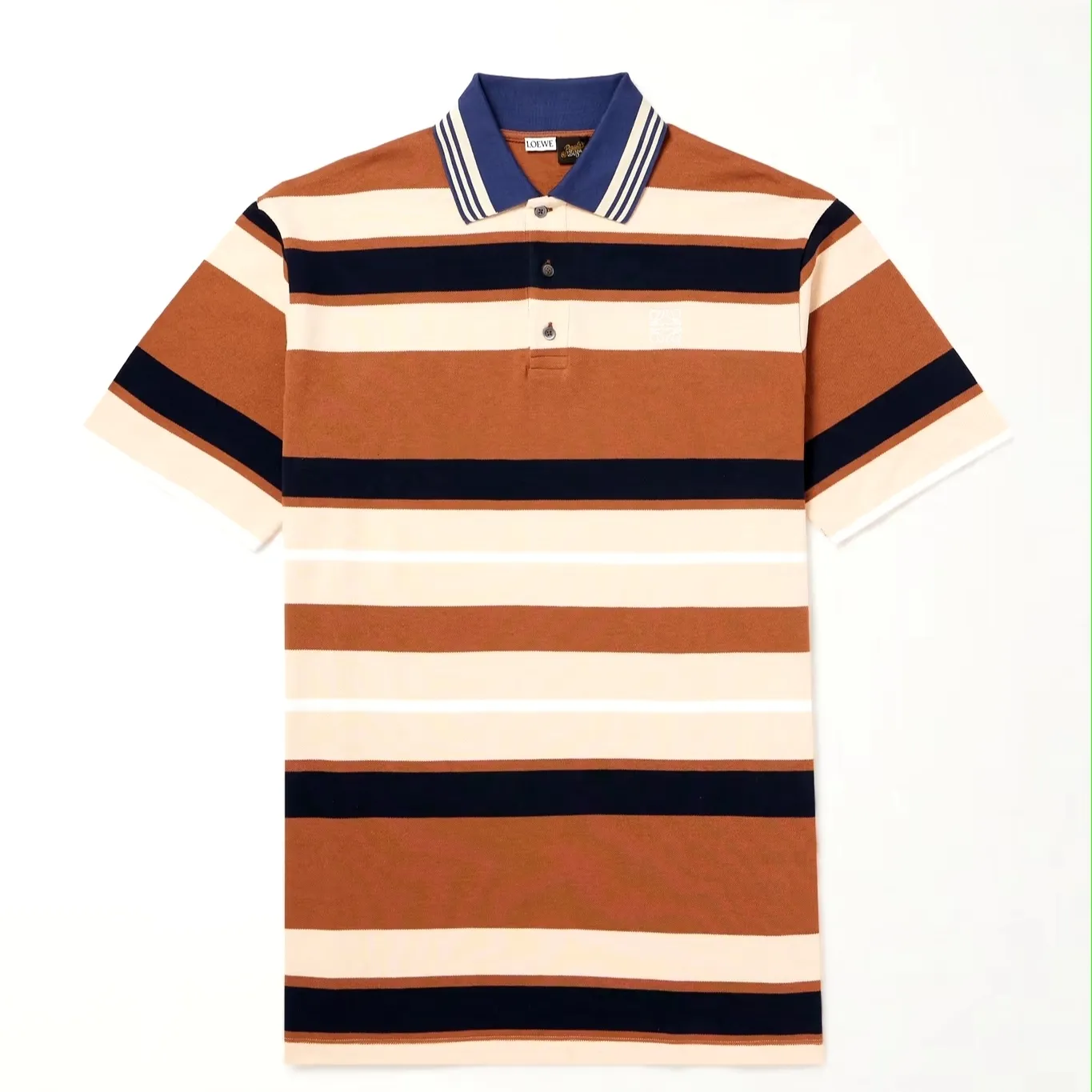 LOEWE  |Stripes Linen Blended Fabrics Cotton Short Sleeves Logo