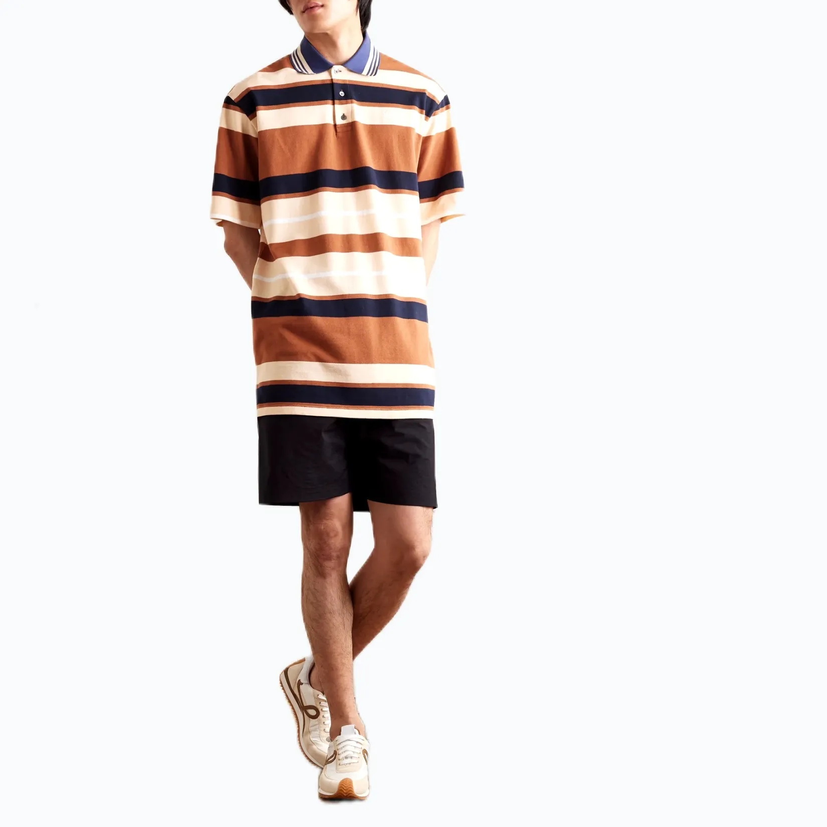 LOEWE  |Stripes Linen Blended Fabrics Cotton Short Sleeves Logo