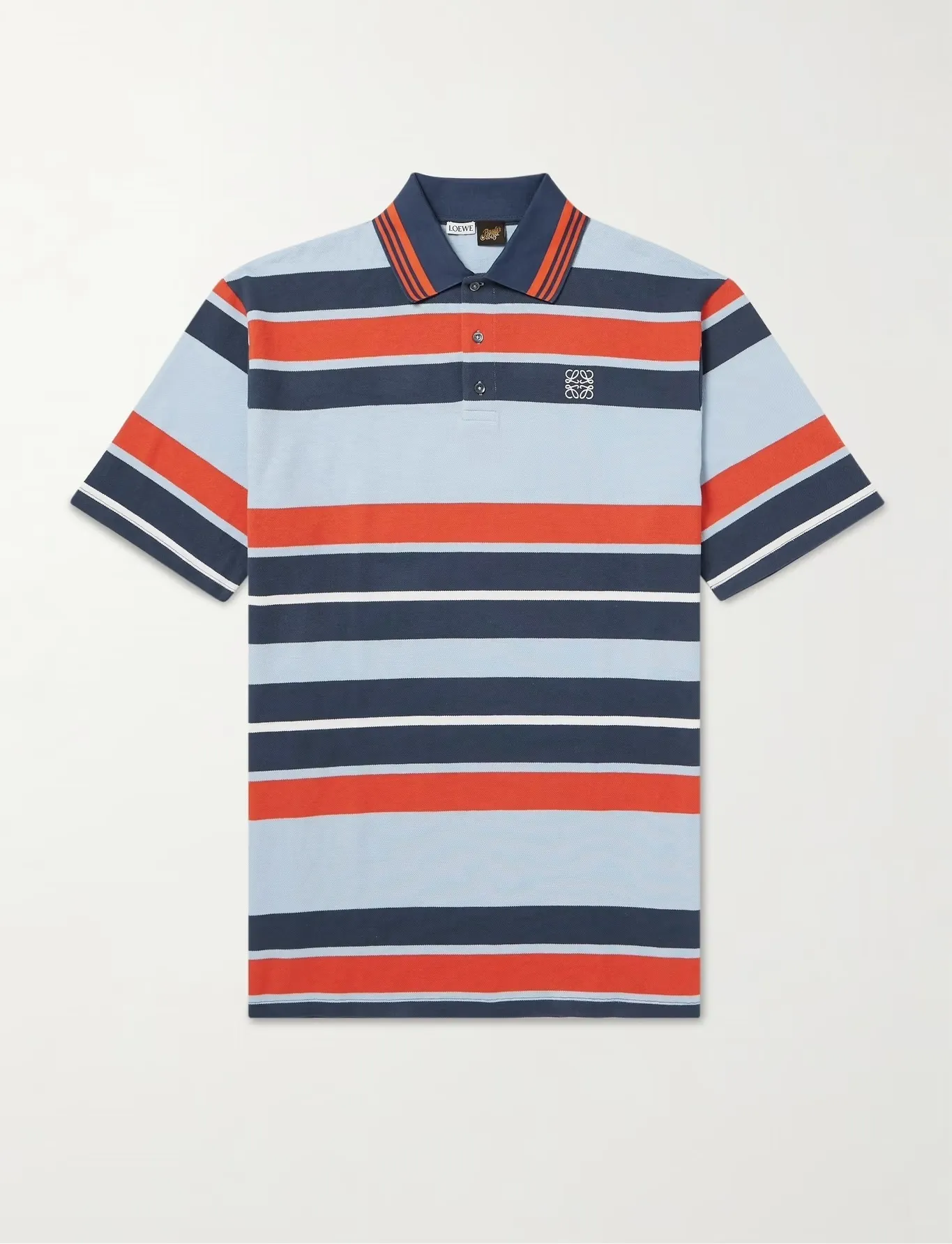 LOEWE  |Stripes Linen Cotton Short Sleeves Logo Luxury Polos