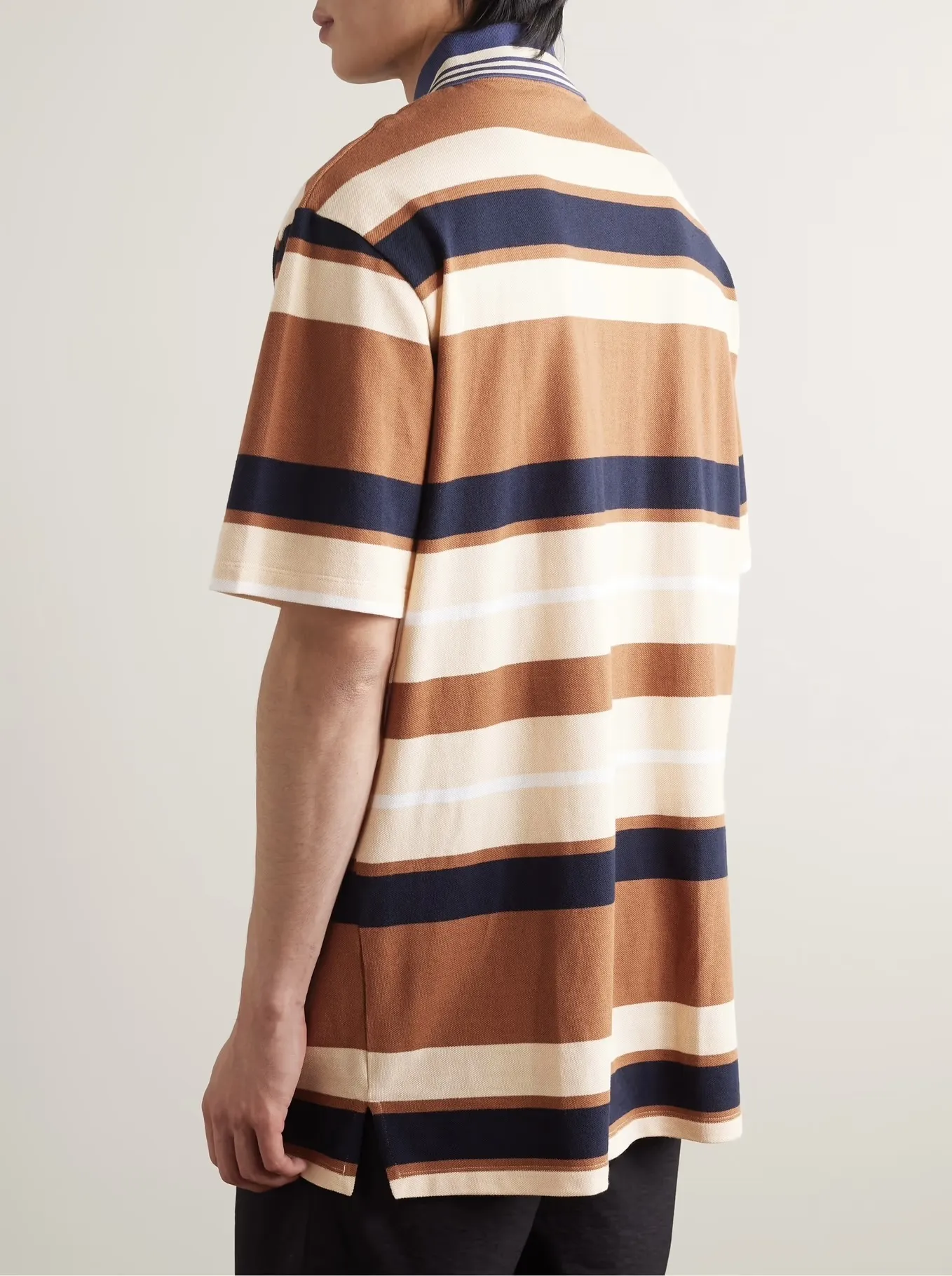 LOEWE  |Stripes Linen Cotton Short Sleeves Logo Luxury Polos