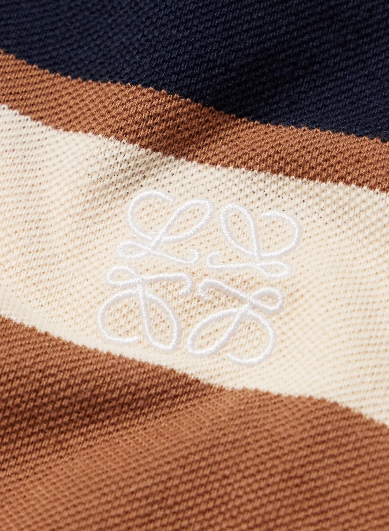 LOEWE  |Stripes Linen Cotton Short Sleeves Logo Luxury Polos