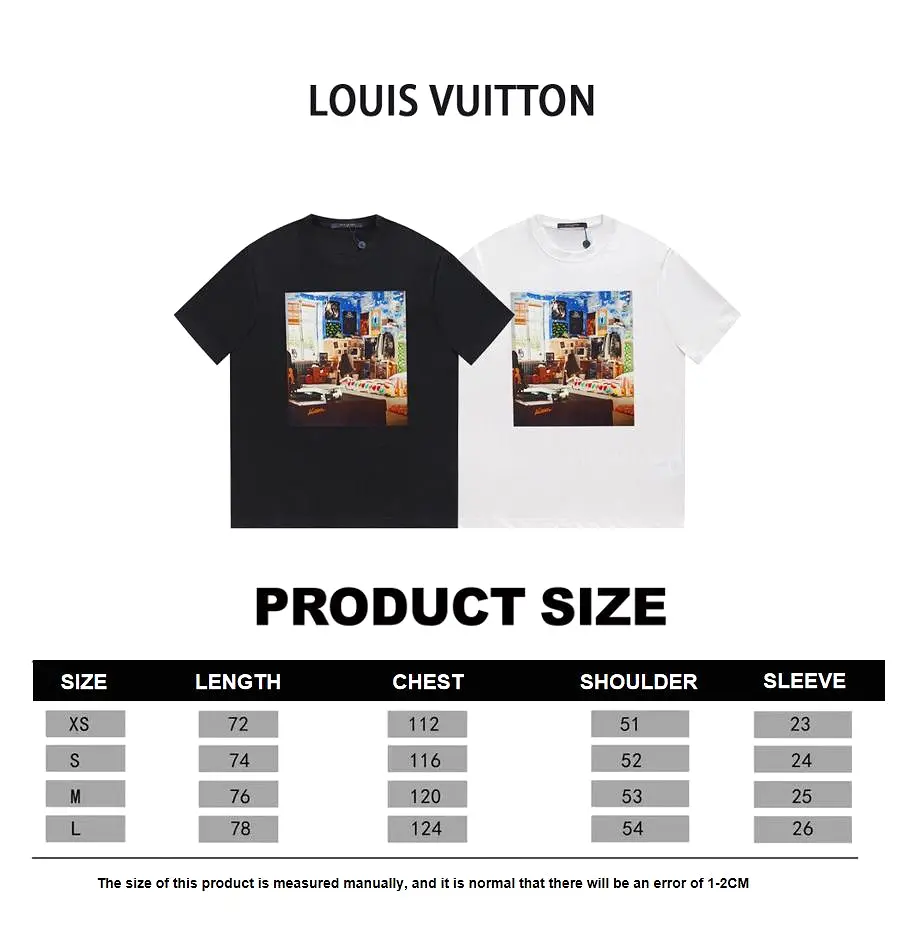 Louis Vuitton 23SS Color Canvas Room Print Short Sleeve T-Shirt Black 8.9