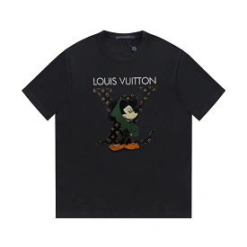 Louis Vuitton 23SS Mickey Mouse Print Short Sleeve T-Shirt Black 8.9