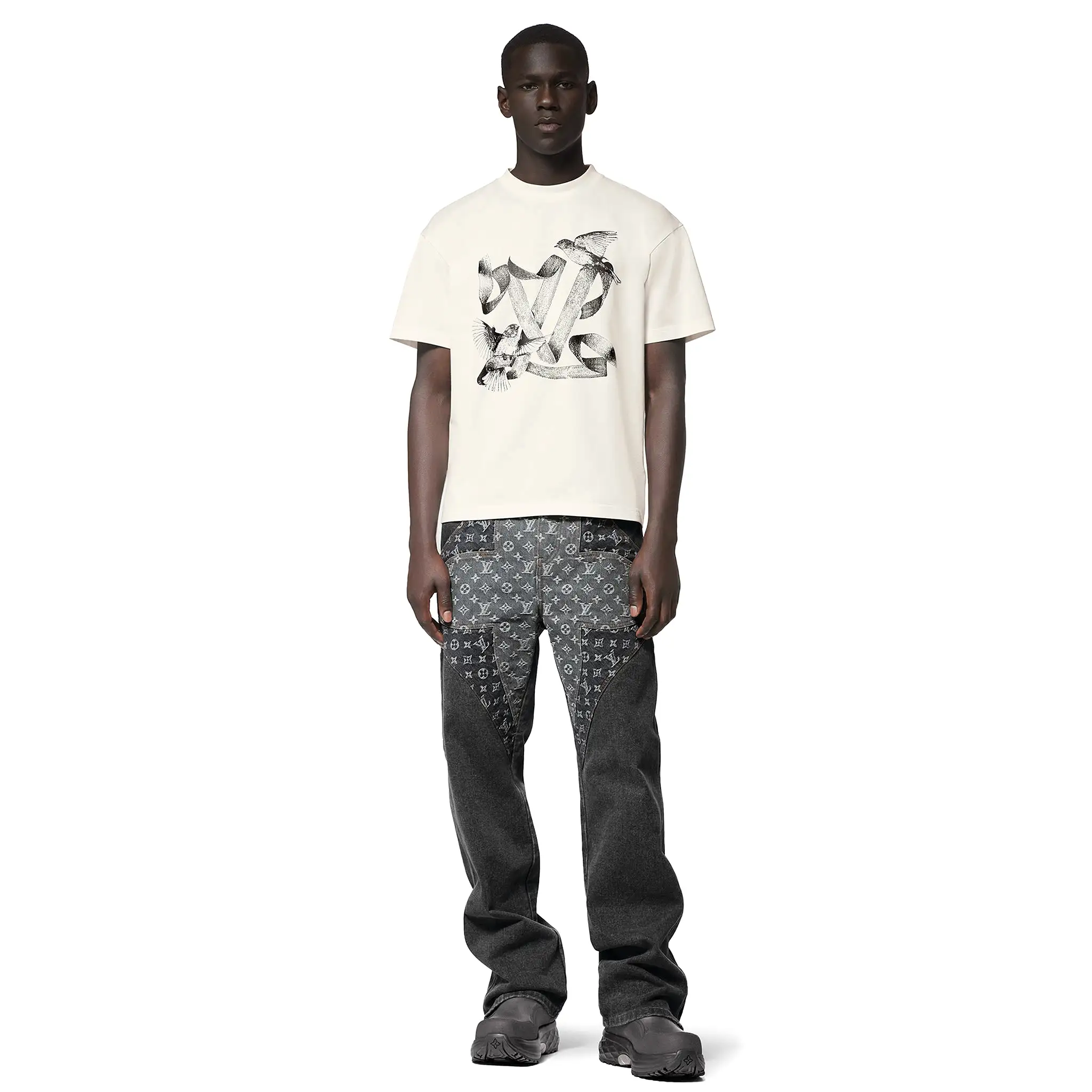 Louis Vuitton LV Birds Printed Cotton T Shirt White