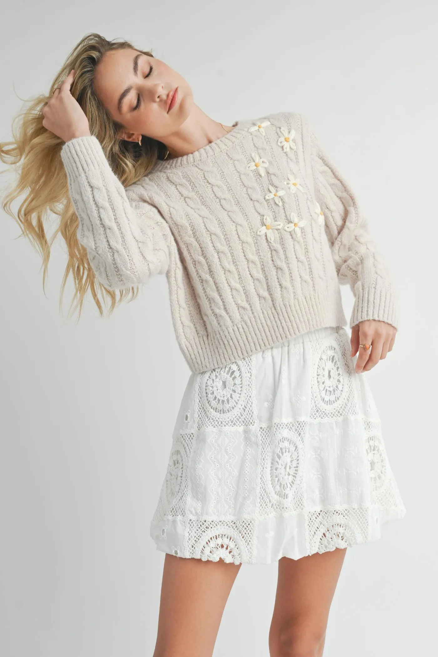 Lulu Embroidered Daisy Sweater