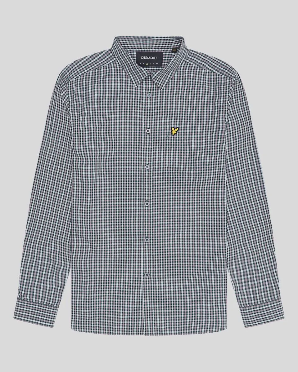 Lyle & Scott Gingham Check Long Sleeve Shirt Argyle Teal/Mount