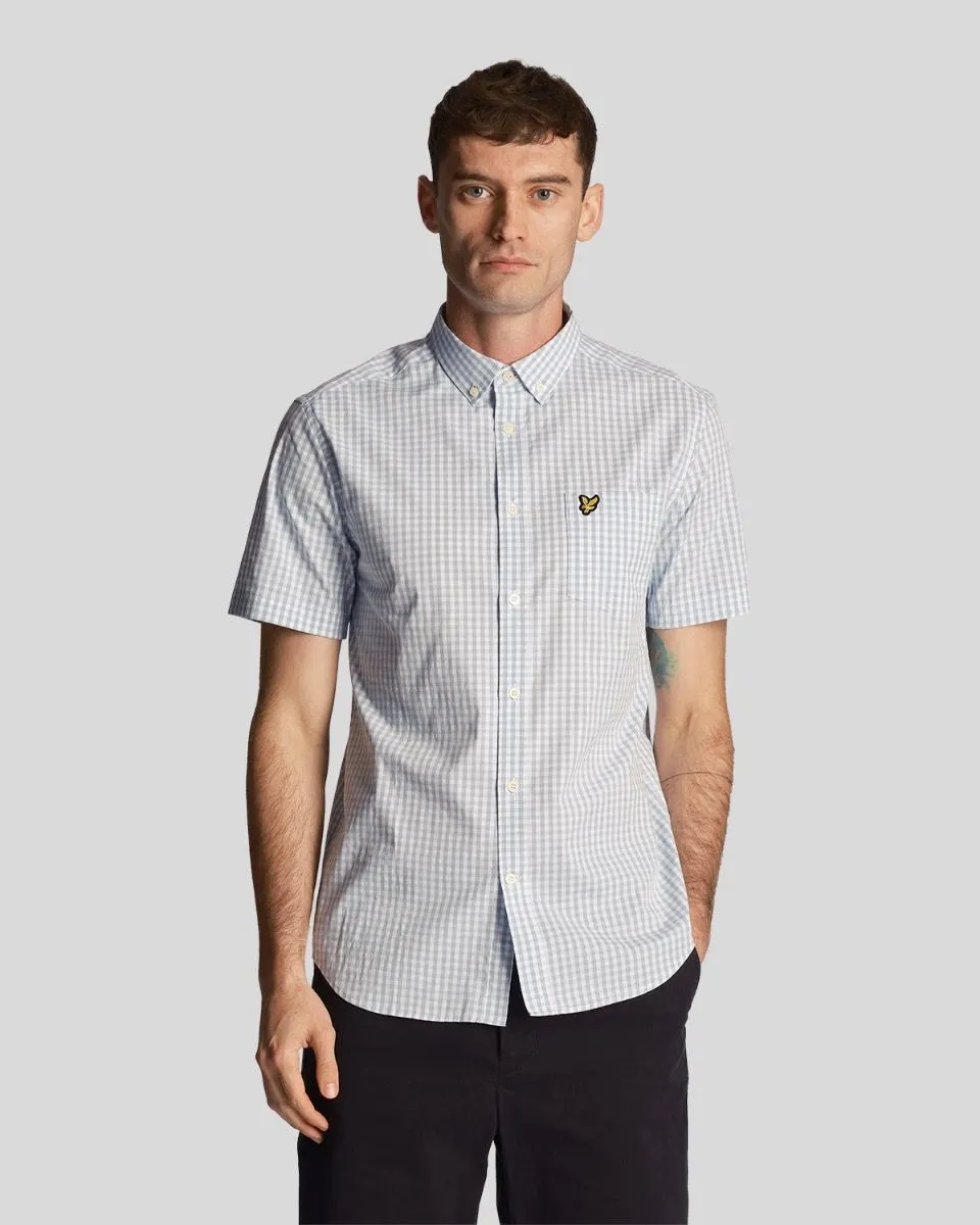 Lyle & Scott Gingham Check Short Sleeve Shirt Light Blue/White