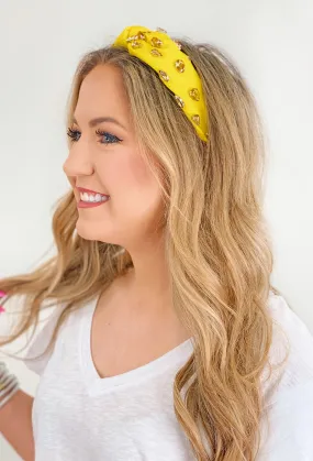 Macey Rhinestone Headband in Yellow