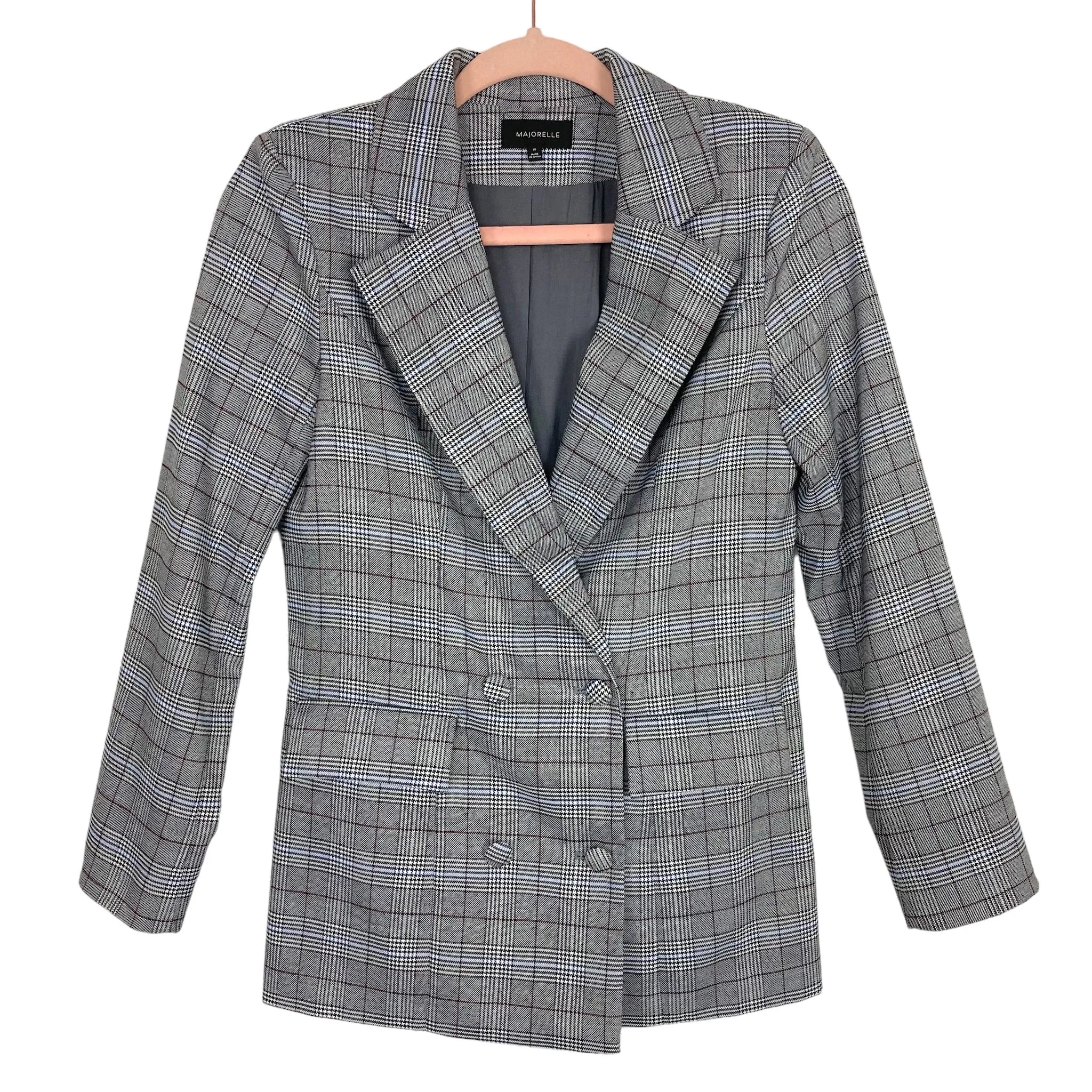 Majorelle Grey Plaid Shoulder Padded Blazer- Size XS