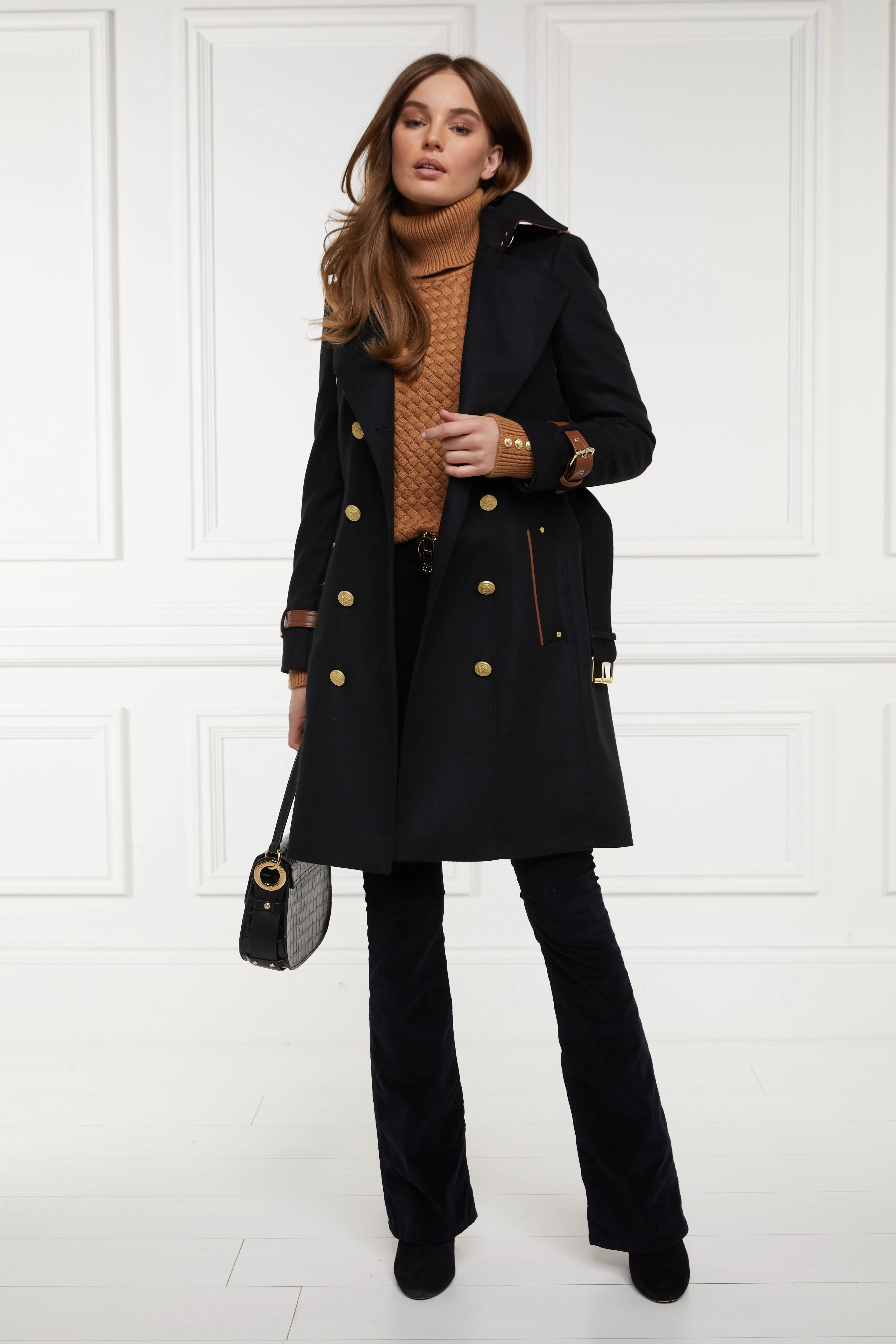 Marlborough Trench Coat (Soft Black Tan)