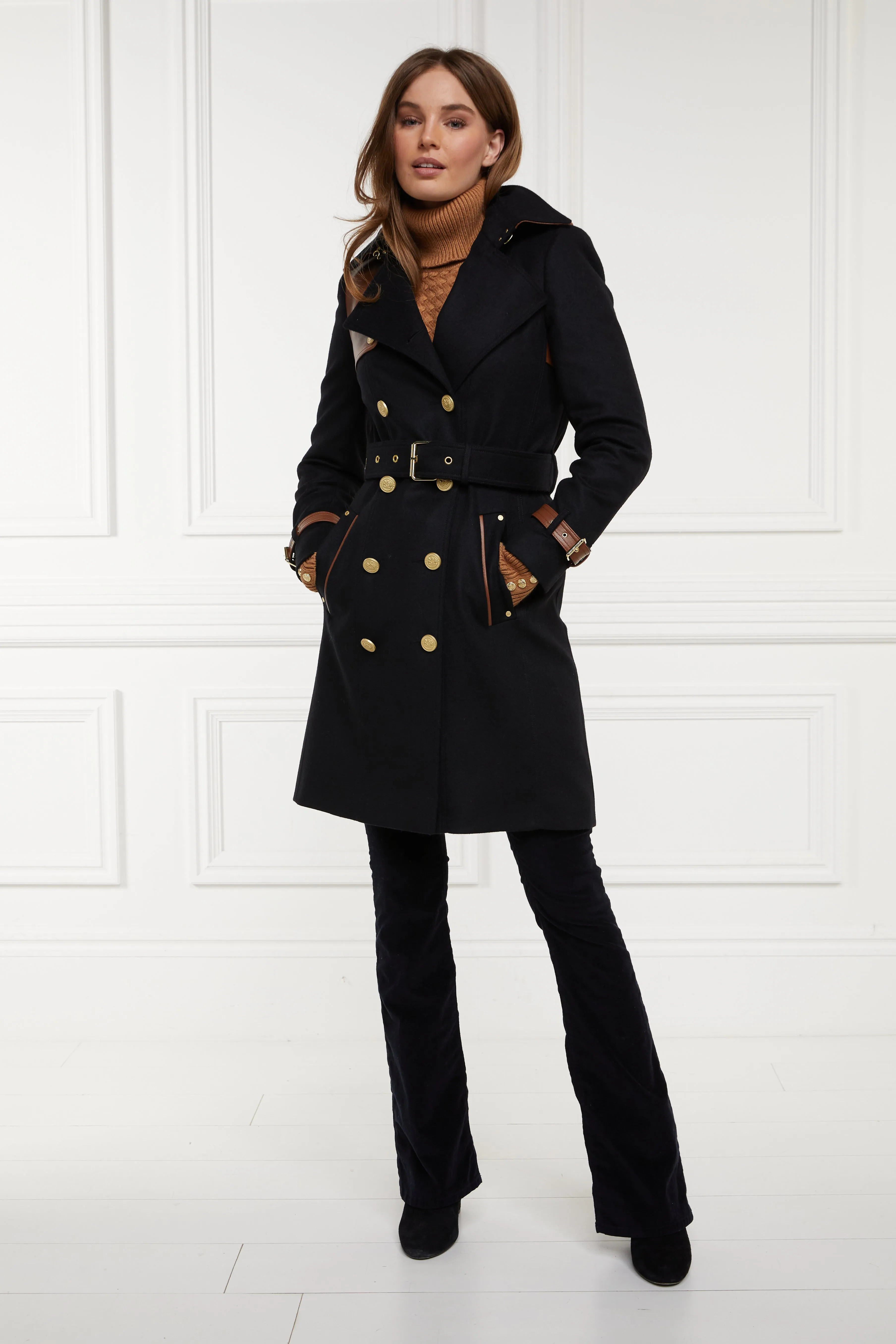 Marlborough Trench Coat (Soft Black Tan)