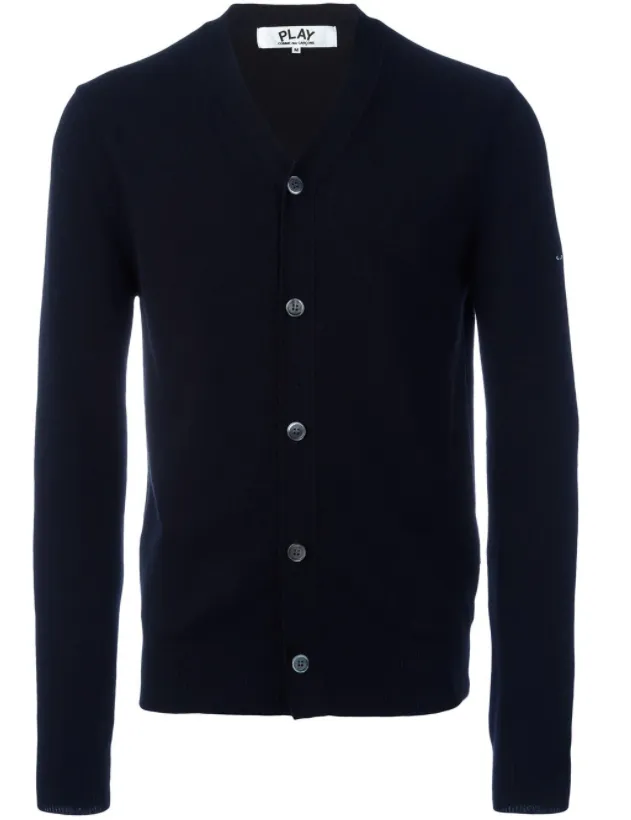 Mens Cardigan Sleeve Black Heart - Navy