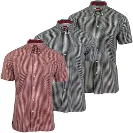 Merc London Men's 'Terry' Gingham Check Shirt - Short Sleeed