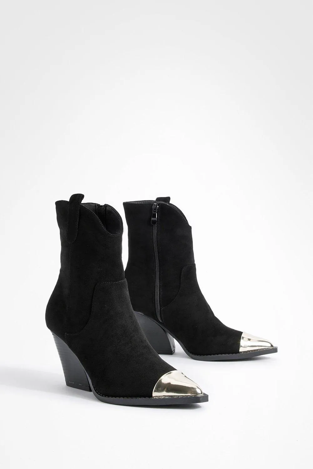 Metal Toe Cap Western Cowboy Ankle Boots