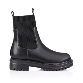 Moses Ankle Boots - Black Smooth/Knit