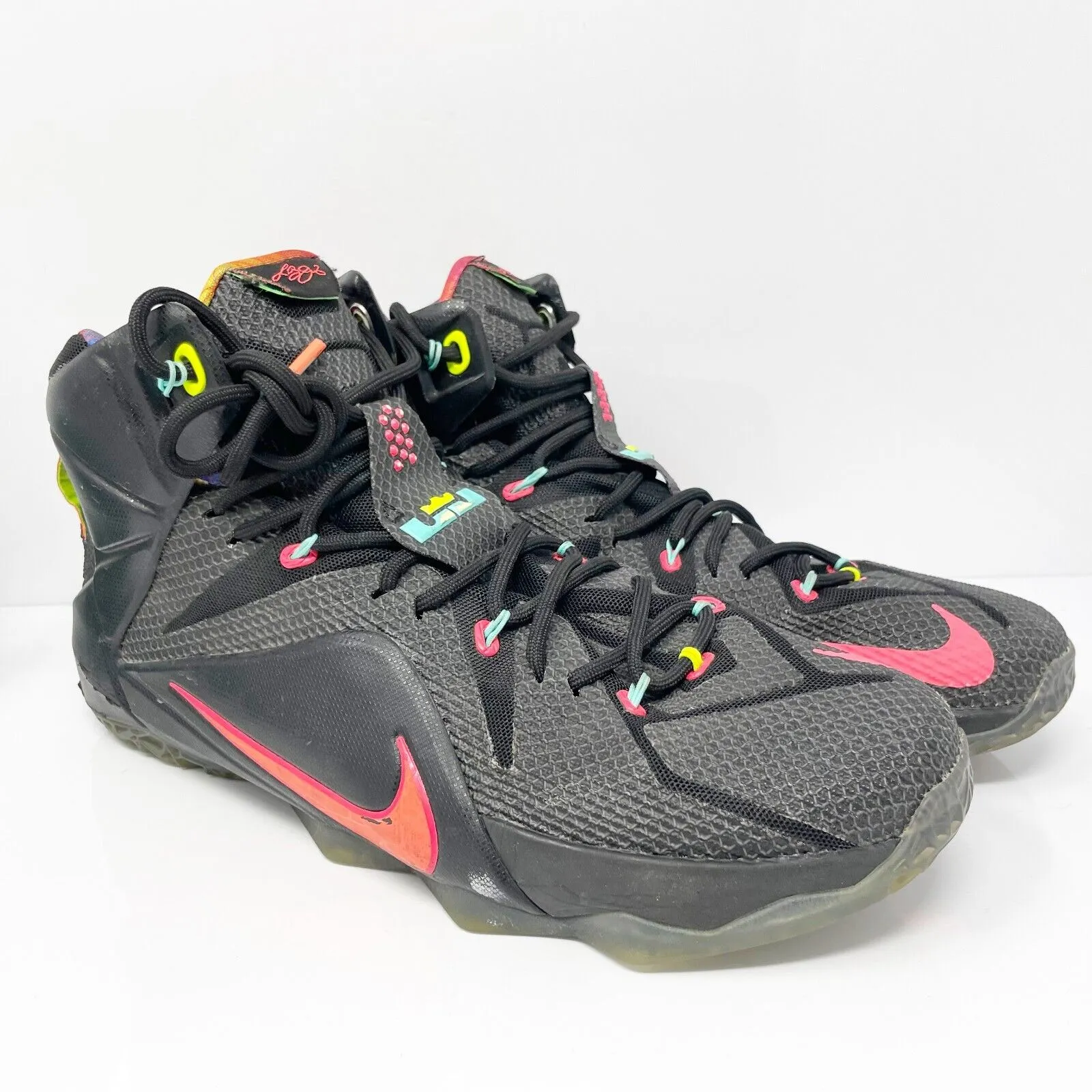 Nike Mens LeBron 12 684593-068 Black Basketball Shoes Sneakers Size 13