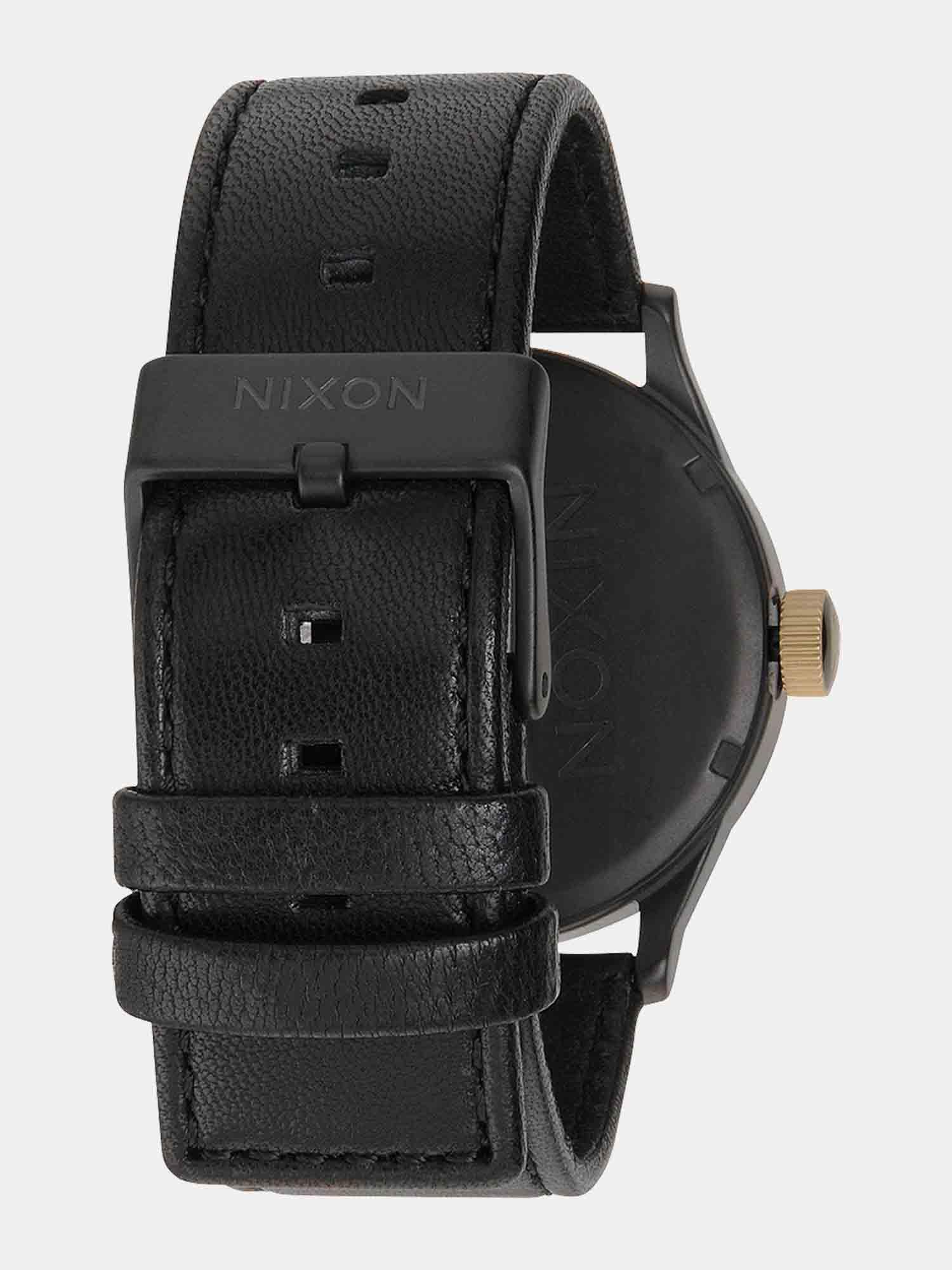 Nixon Sentry Leather Watch - Matte Black / Gold