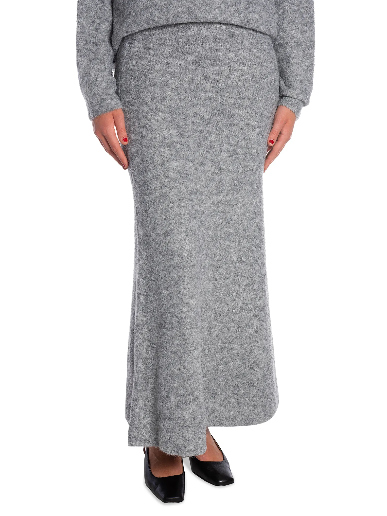 NORR SKIRT FILINE KNIT LIGHT GREY MELANGE