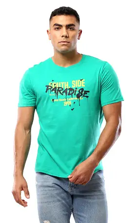 O179023 Light Green Slip On Regular Fit Cotton Tee