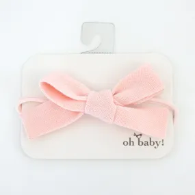 oh baby! Knitted Bow on Nylon Headband - Pale Pink