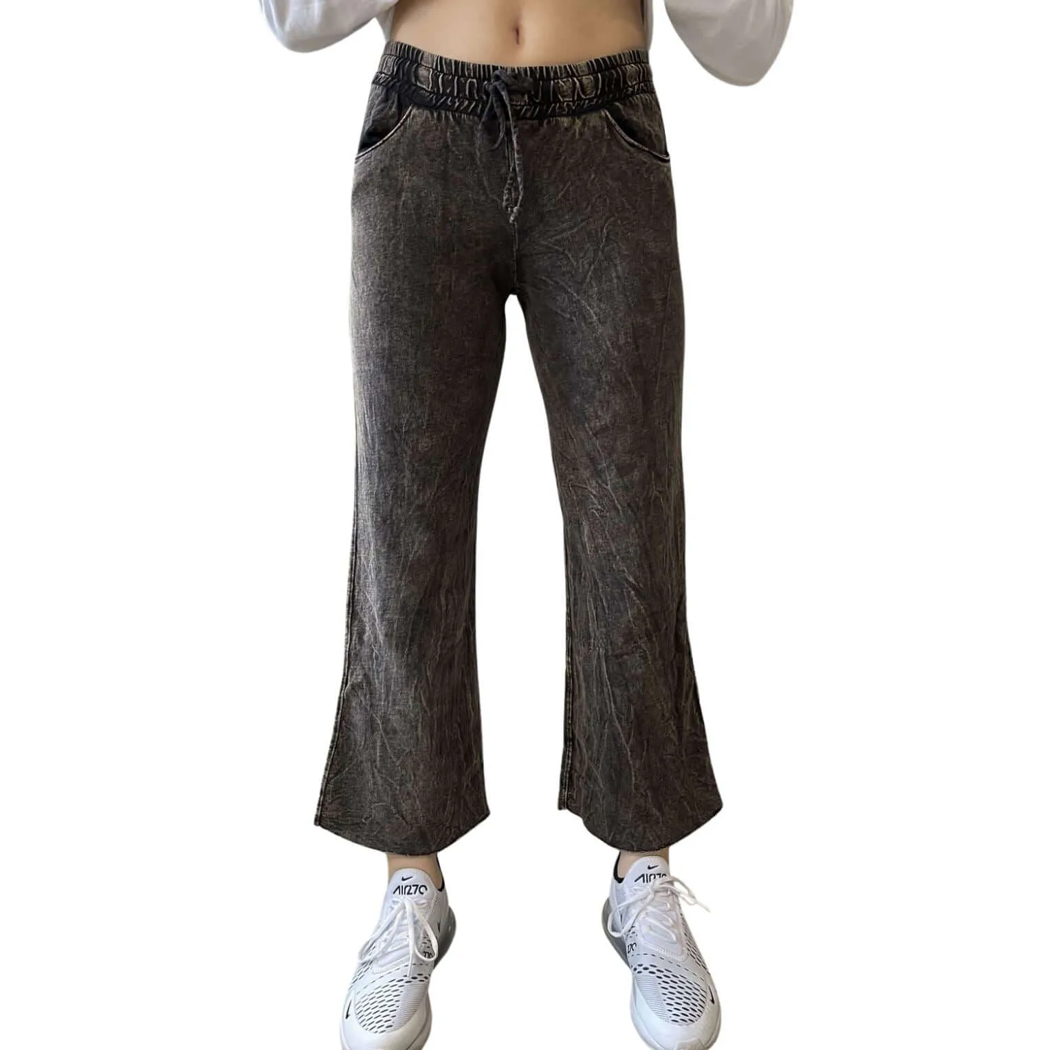 On The Go Cropped Sweat Pants Made in USA - Clearance Final Sale