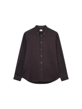 Overseas Station Season Big Chance 8 18 Herringbone Pattern Button Down Collar Shirt Dark Brown 270089