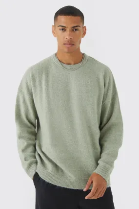 Oversized Brushed Yarn Crew Neck Sweater