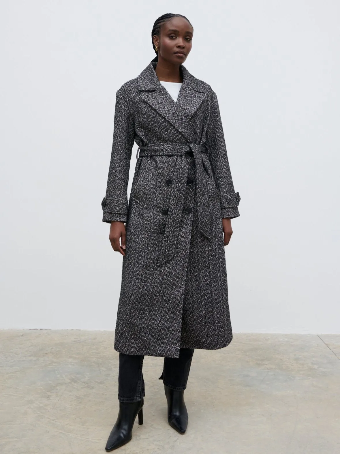 Phoenix Belted Coat - Herringbone