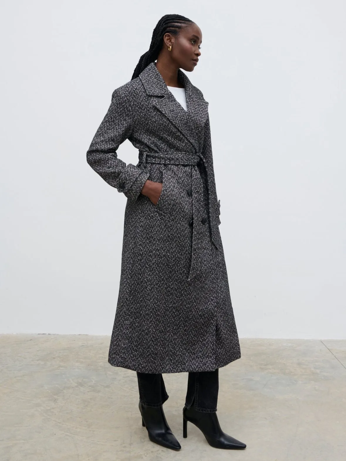 Phoenix Belted Coat - Herringbone