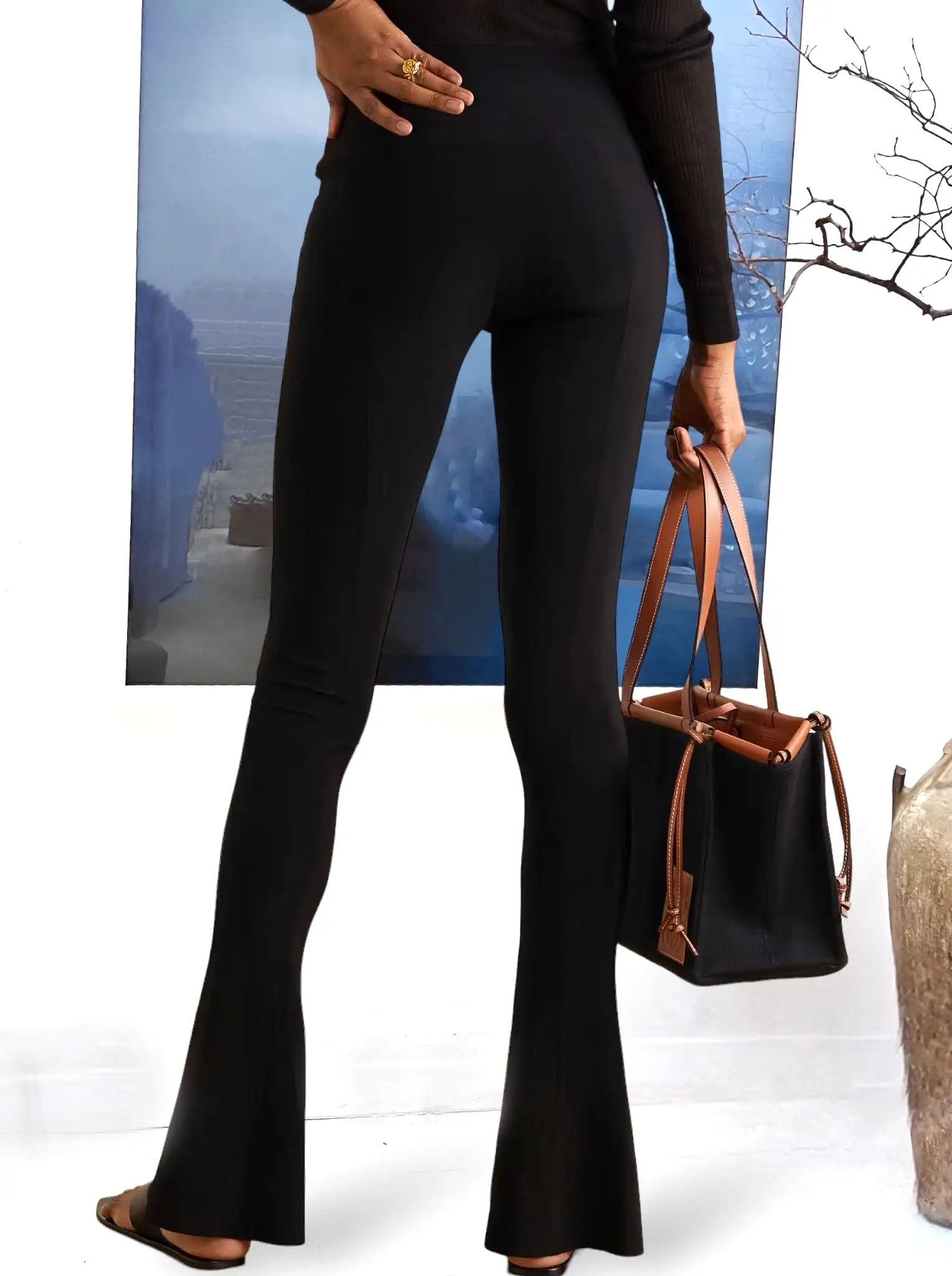 Pull-On Stretch Matt Jersey Slim Flare Leg Pants - The Christopher