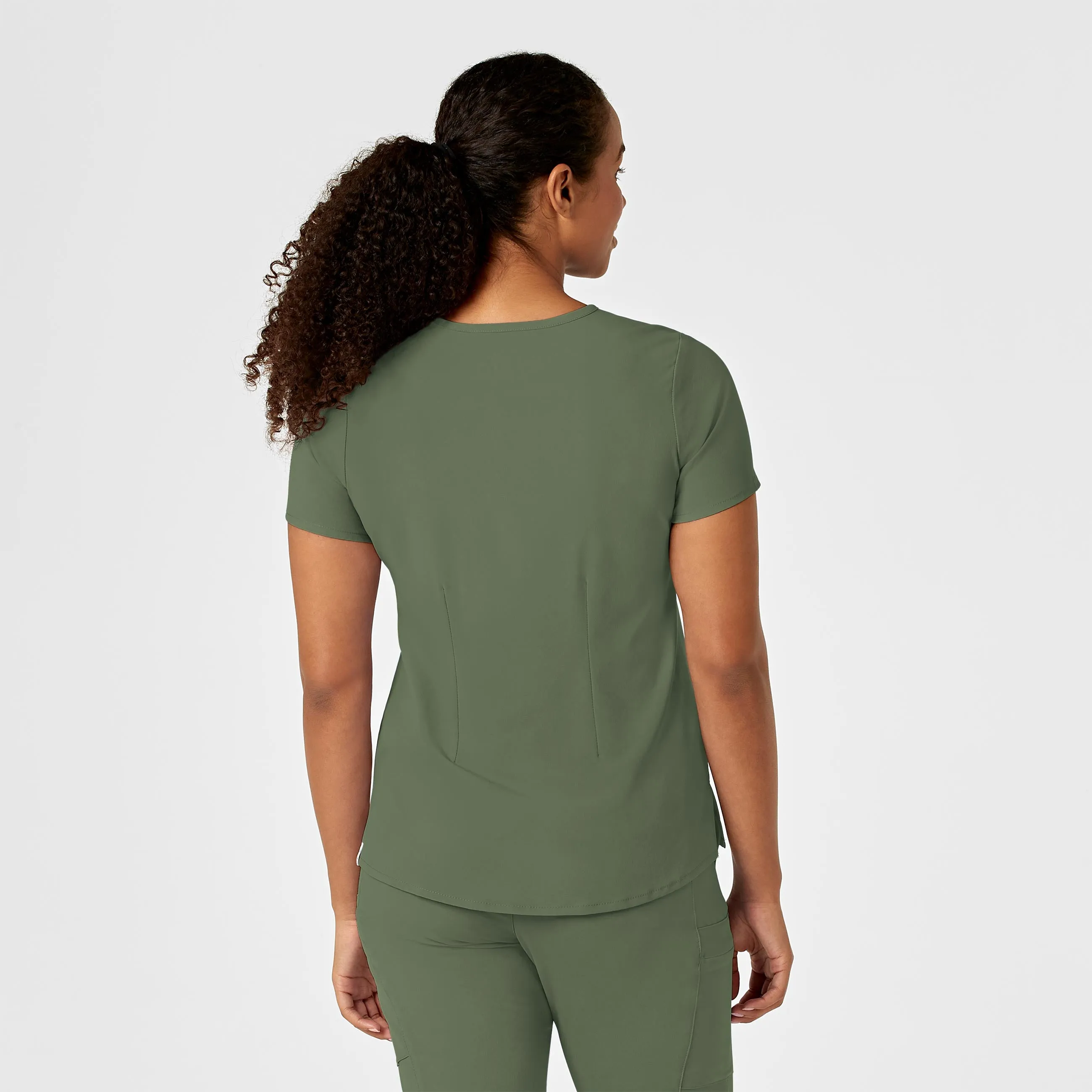 RENEW Women's Mandarin Collar Tuck-In Scrub Top - Olive