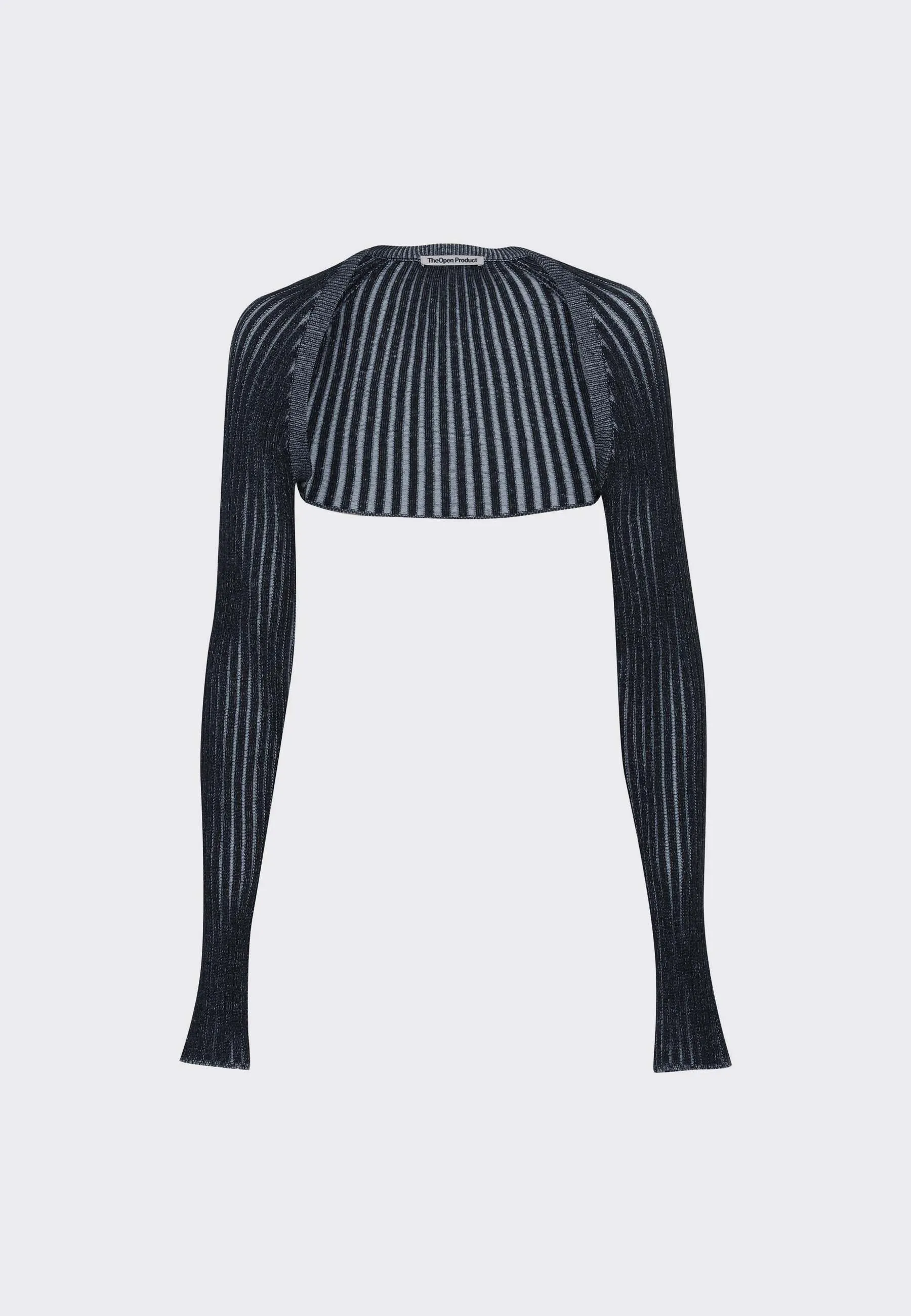 Ribbed Fitted Bolero Cardigan - navy