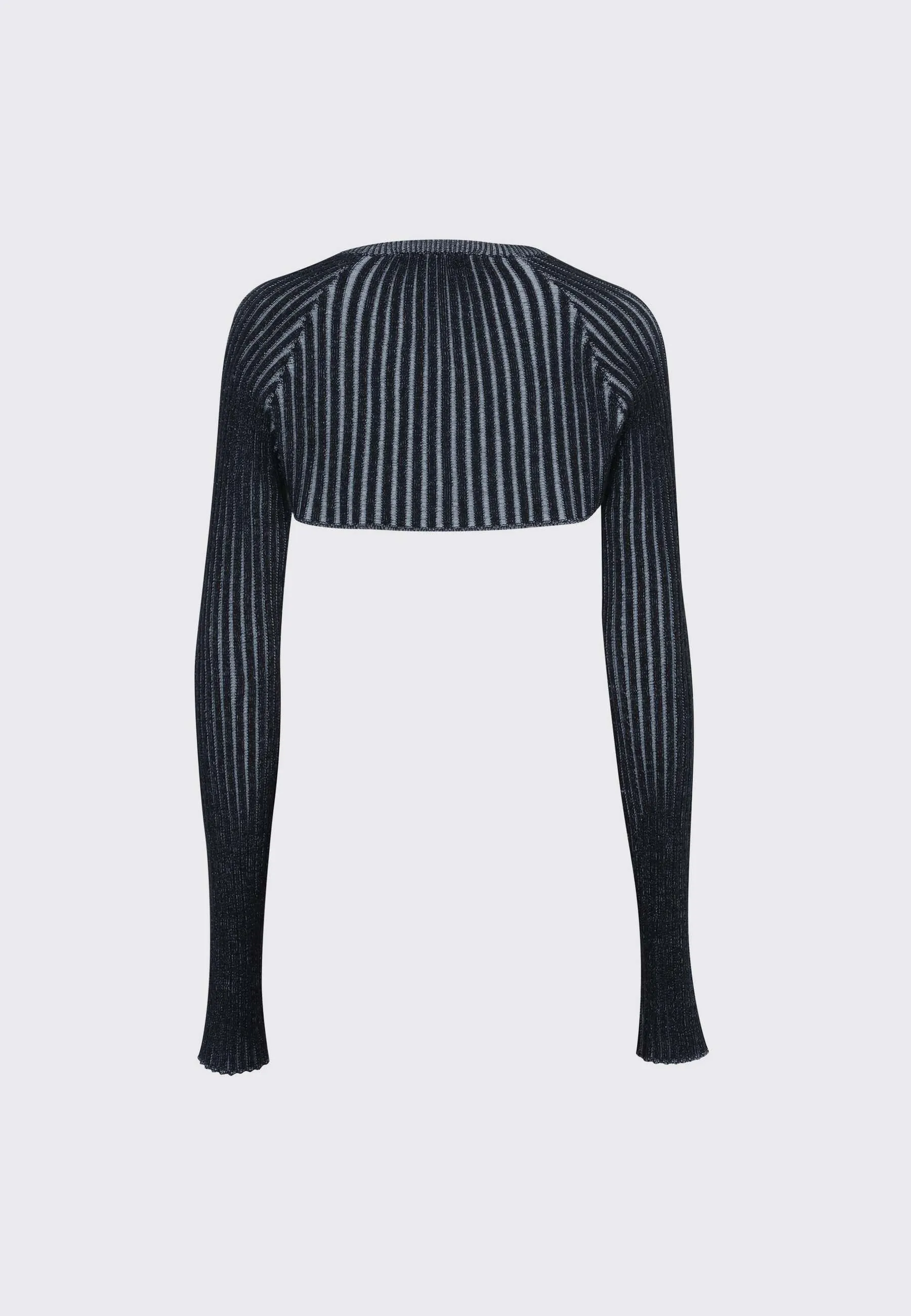 Ribbed Fitted Bolero Cardigan - navy