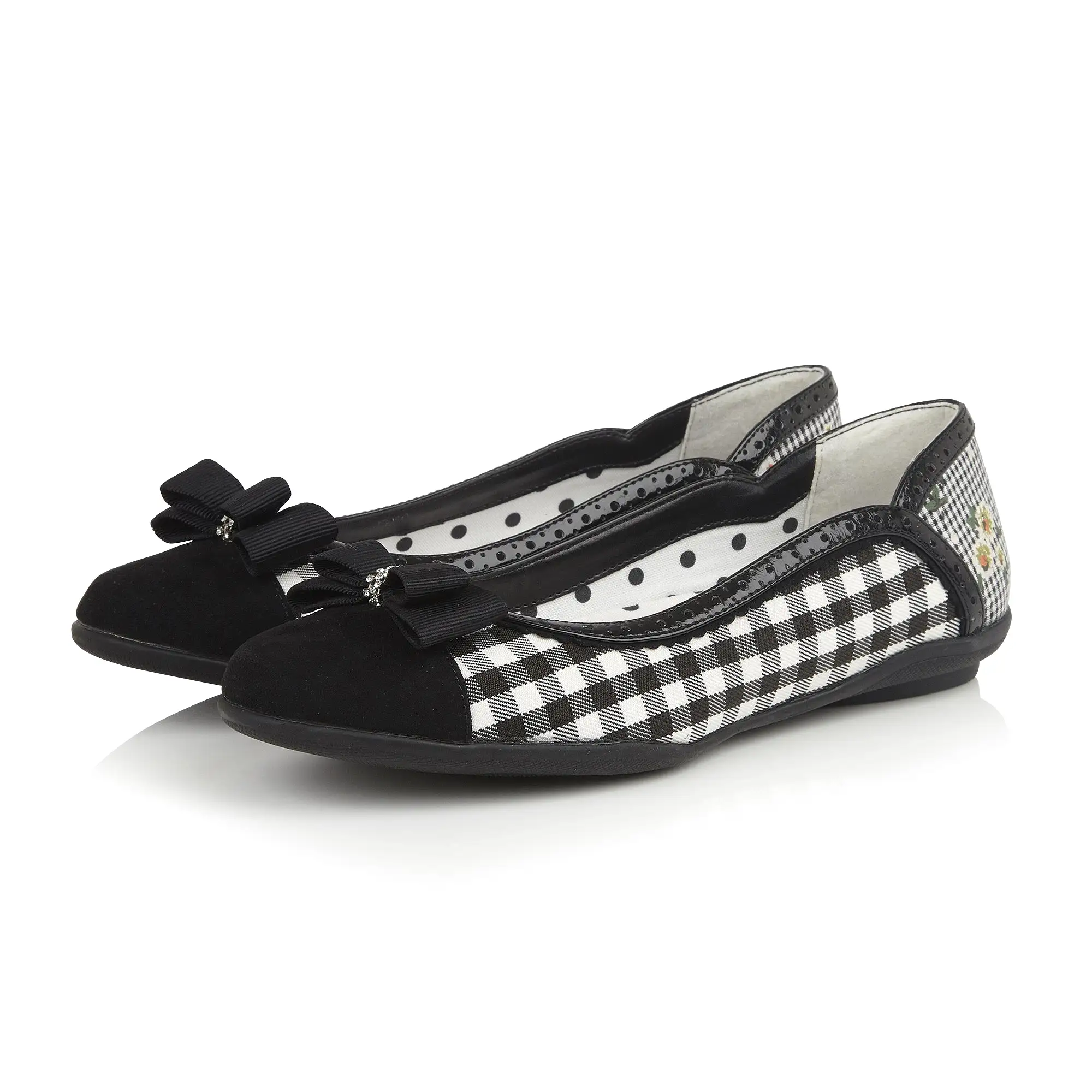 Ruby Shoo Black And White Vintage Gingham Check Print Lizzie Pumps