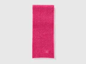 Scarf with rhinestone logo - Fuchsia | Benetton