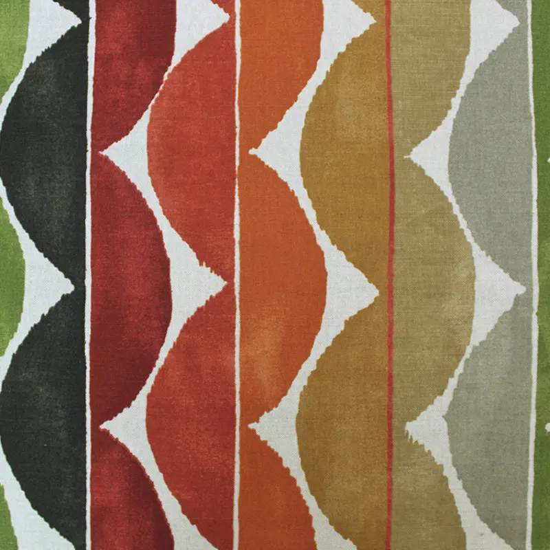 Scion Home Furnishing - Linen and Cotton Mix - Yoki Terracotta/Moss/Amber