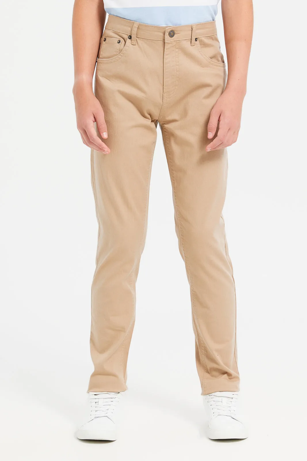 Senior Boys Beige 5 Pocket Jeans