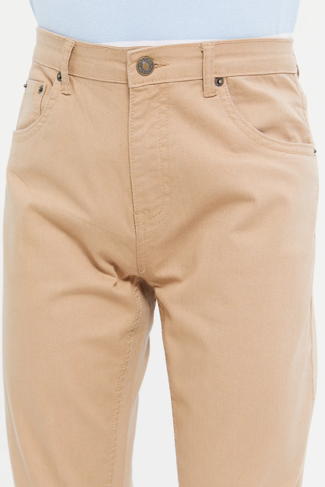 Senior Boys Beige 5 Pocket Jeans